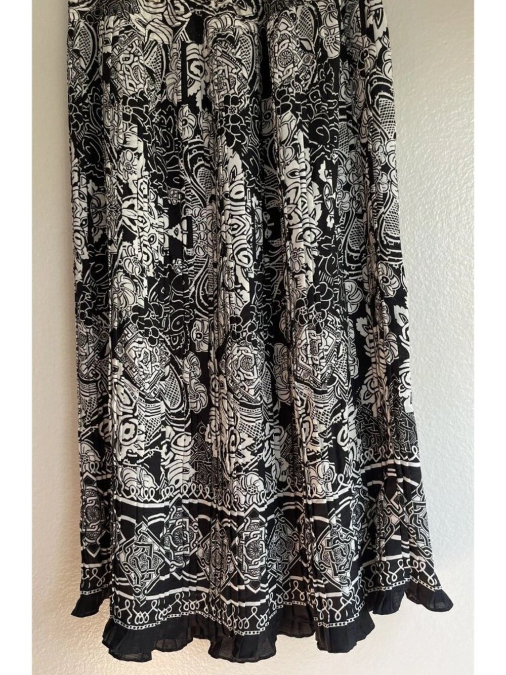 vintage Diane Freis Original black white skirt 80s Boho Long Maxi Skirt Sheer